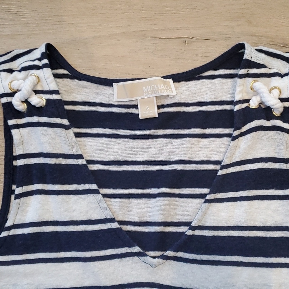 Michael Kors Navy/white Stripe Sleeveless Tank Size S - Picture 2 of 6